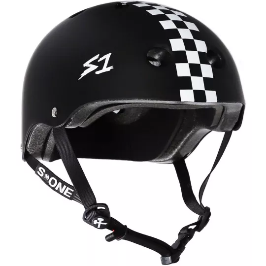 S-ONE HELMET LIFER BLACK GLOSS WITH CHECKERS